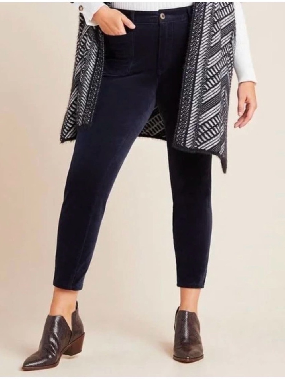 Anthropologie Pilcro Navy Corduroy High Rise Skinny Pants